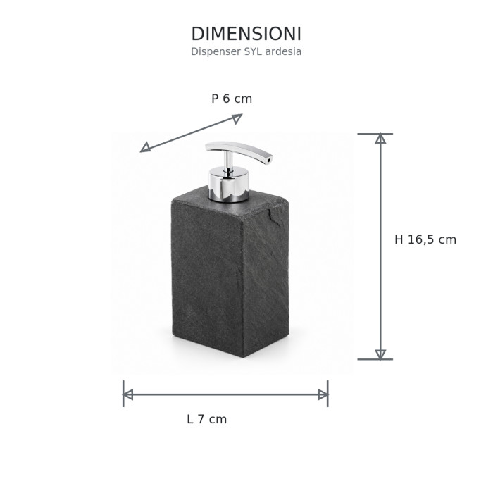 Dimensioni dispenser SYL L 7 × P 6 × H 16,5 cm