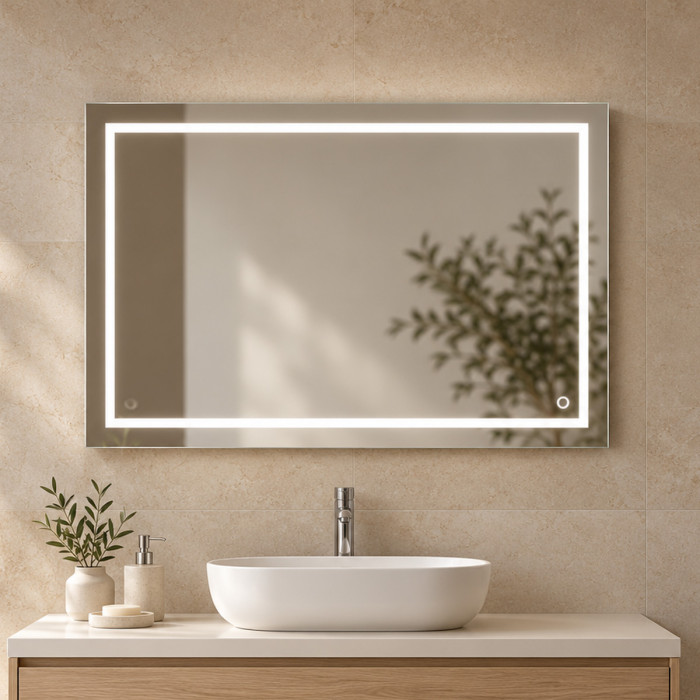 Specchio bagno LED FRAME 97 da 90x70 cm retroilluminato