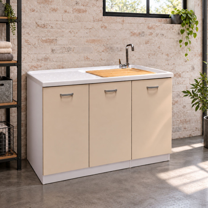 Mobile lavatoio coprilavatrice SFERA2 SX 124 cm avana
