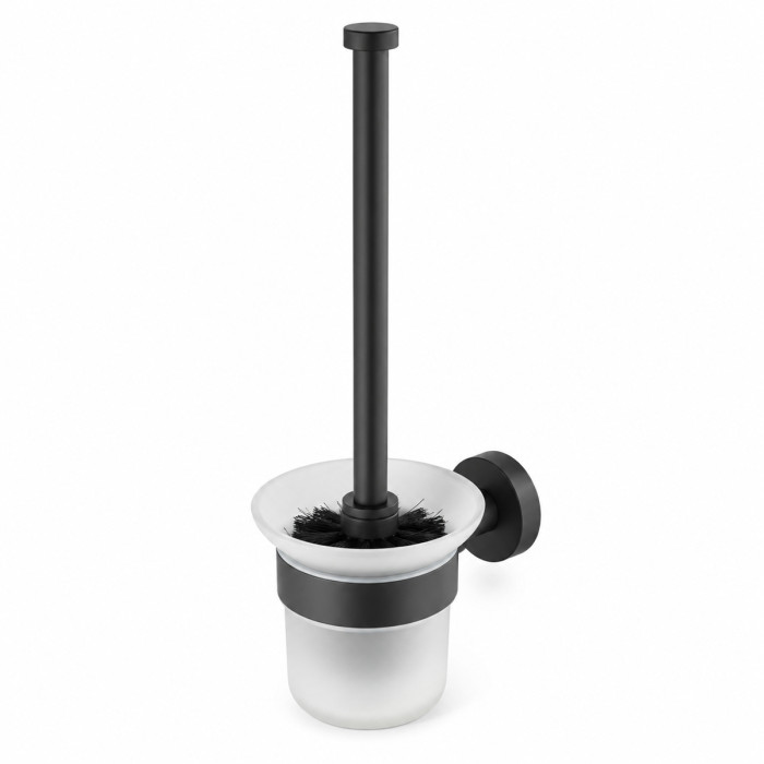 Scopino WC nero con ciuffo sostituibile da 7,5 cm