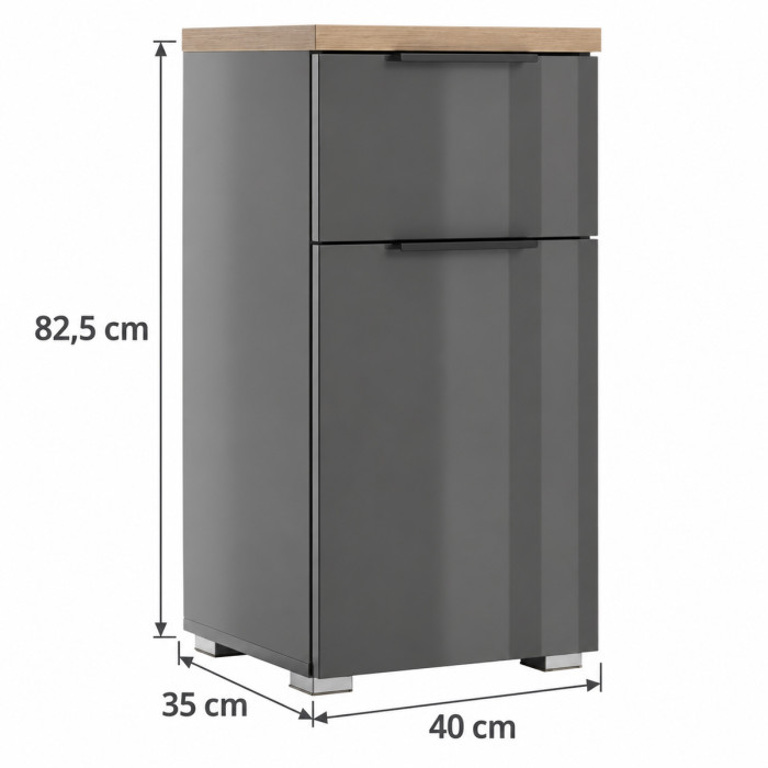 Mobile contenitore bagno rovere e grigio laccato moderno