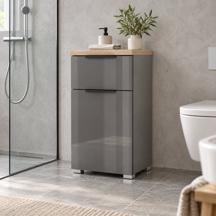 Mobile bagno basso TITAN Rovere Artisan e grigio titanio