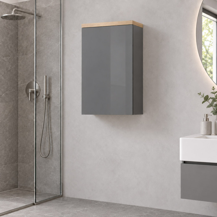 Pensile bagno TITAN Rovere Artisan e grigio titanio con cassetto