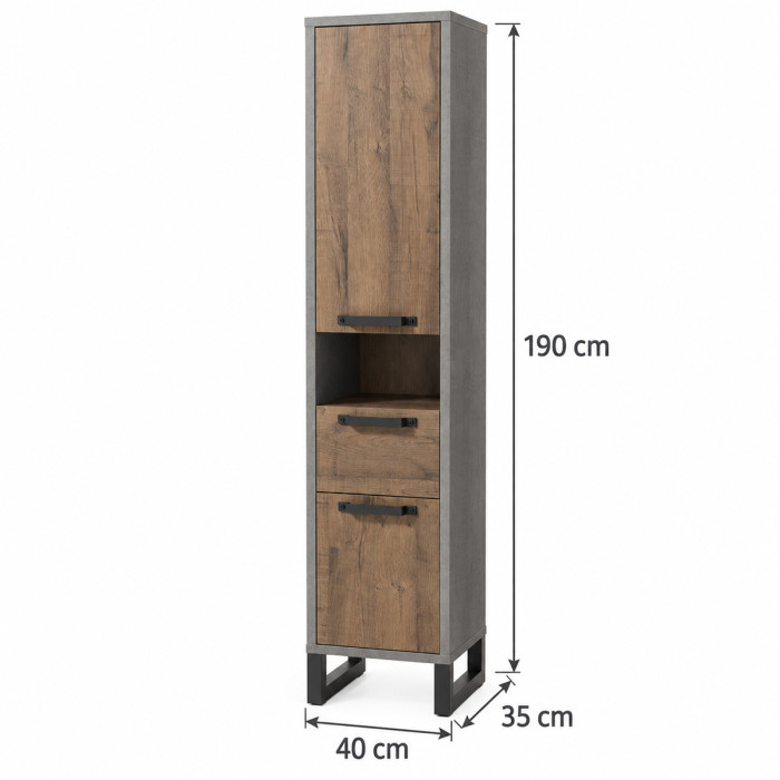 Mobile bagno alto 40x35x190 cm rovere e cemento