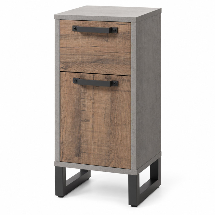 Mobile colonna bassa bagno INDUS rovere invecchiato e cemento