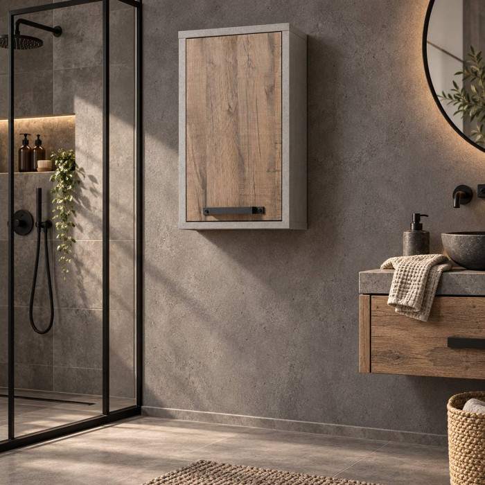 Pensile INDUS ambientato in un bagno moderno industriale