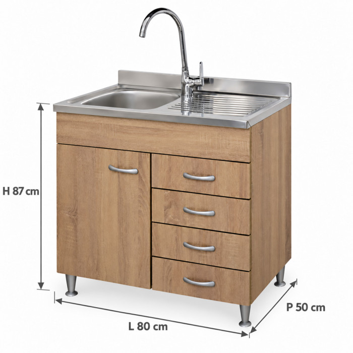 Dimensioni mobile sottolavello BASIC 80 × 50 × 87 cm