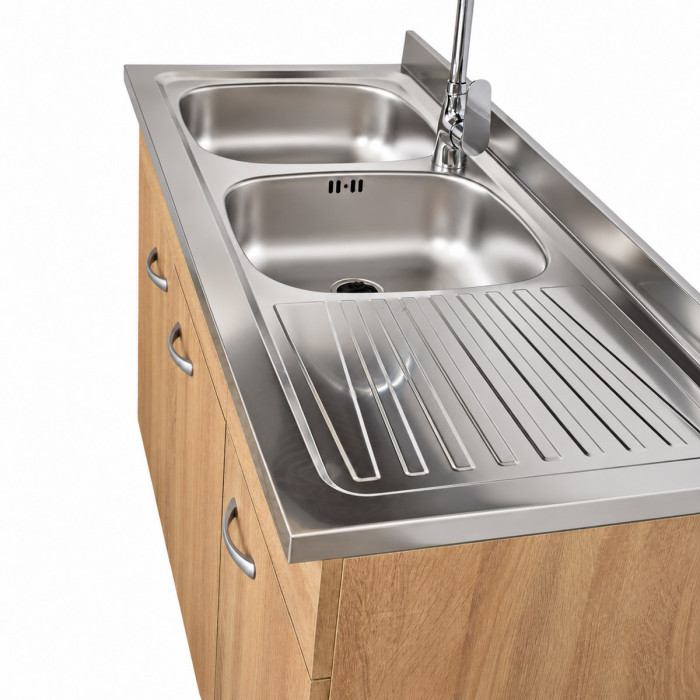 Mobile cucina Made in Italy con lavello inox a due vasche