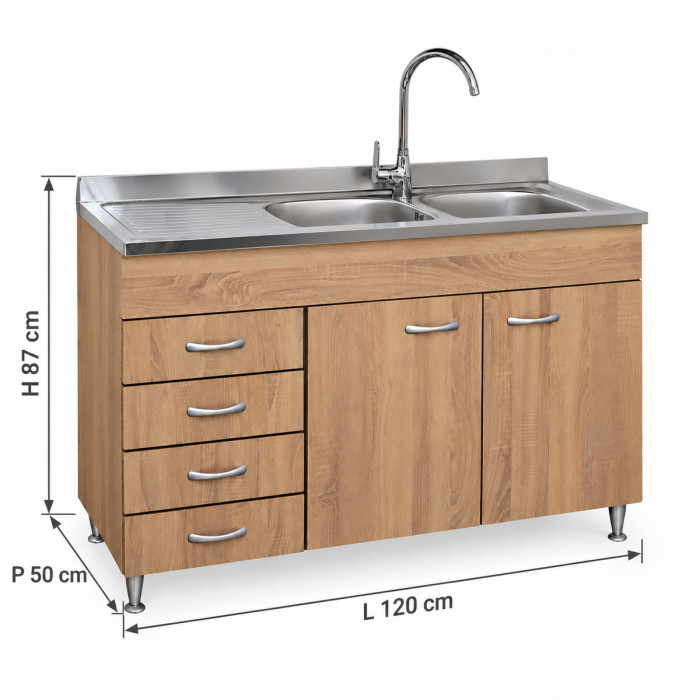 Dimensioni mobile sottolavello BASIC 120 × 50 × 87 cm