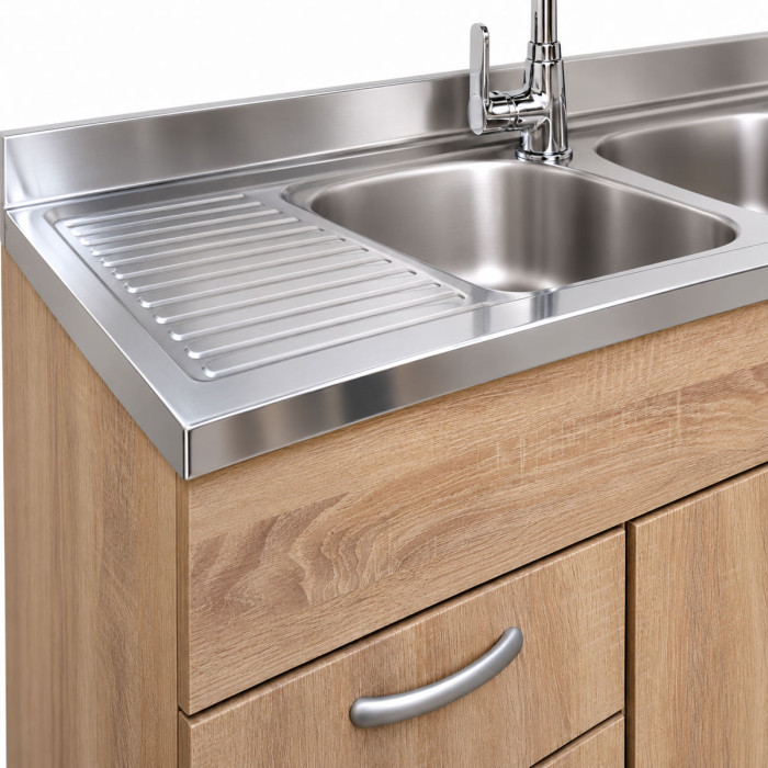 Dettaglio finitura rovere Well del mobile cucina BASIC