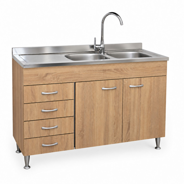 Mobile sottolavello cucina BASIC 120 cm in finitura rovere Well