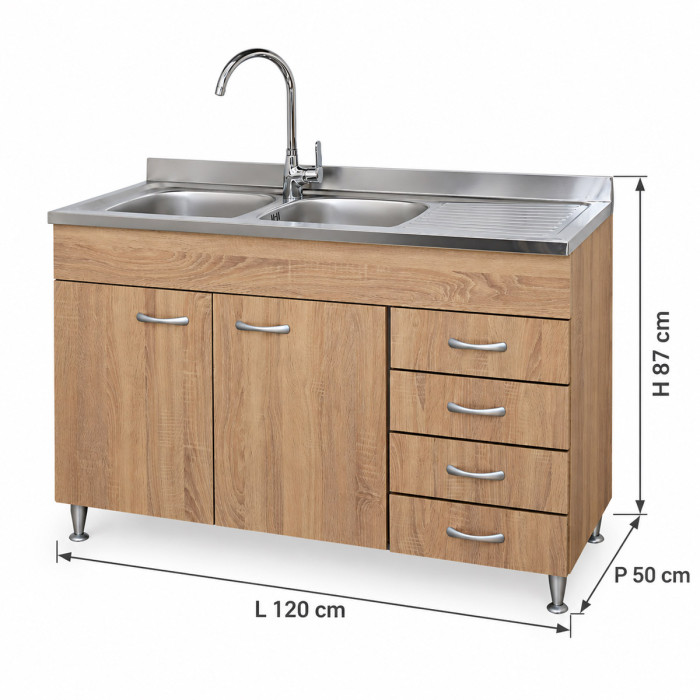 Dimensioni mobile sottolavello BASIC 120 × 50 × 87 cm