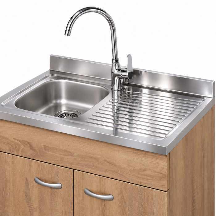 Sottolavello BASIC a 2 ante con lavello in acciaio inox