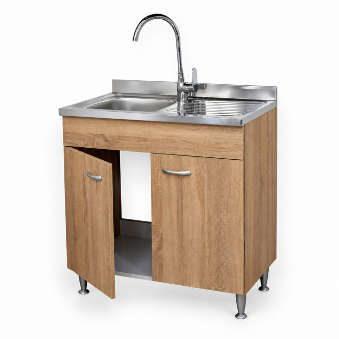 Mobile cucina rovere Well BASIC con lavello inox da 80 cm