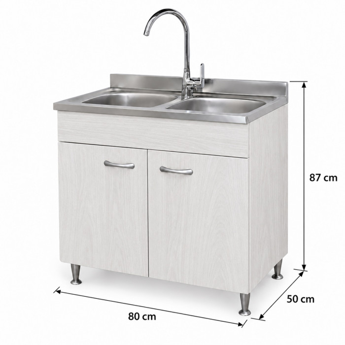 Dimensioni sottolavello BASIC 80 × 50 cm altezza totale 87 cm