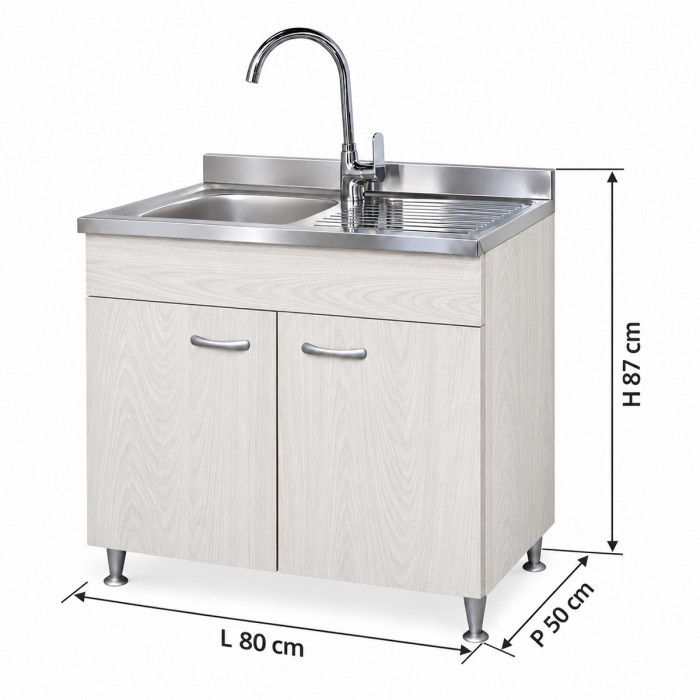 Dimensioni sottolavello BASIC 80 × 50 cm altezza totale 87 cm