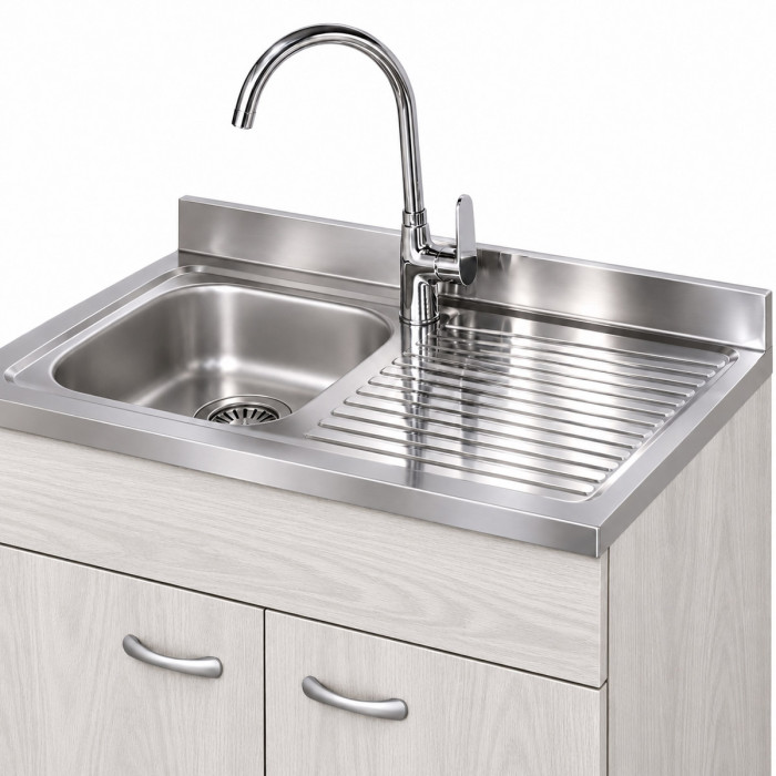 Mobile cucina a due ante con vasca e gocciolatoio a destra