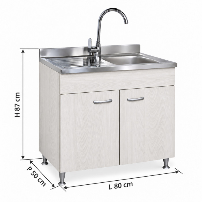 Dimensioni sottolavello BASIC 80 × 50 cm altezza totale 87 cm