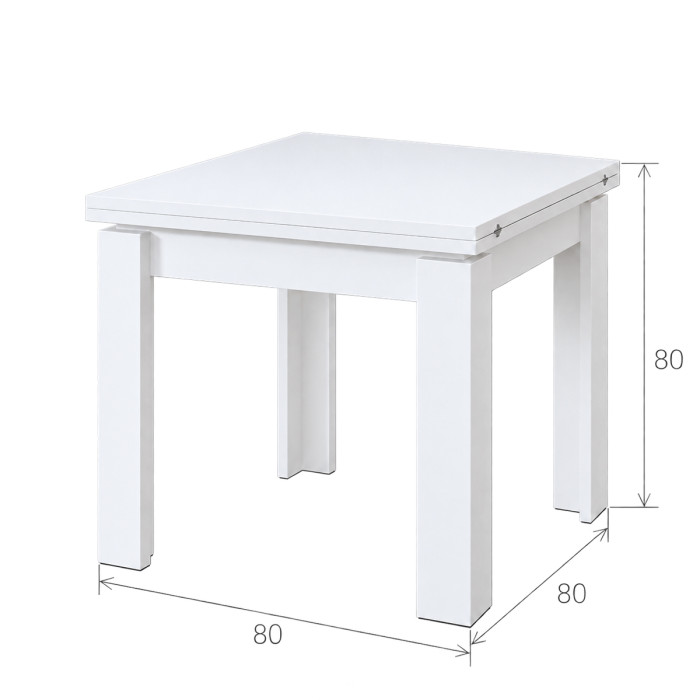 Tavolo RODI chiuso con piano quadrato bianco effetto frassino