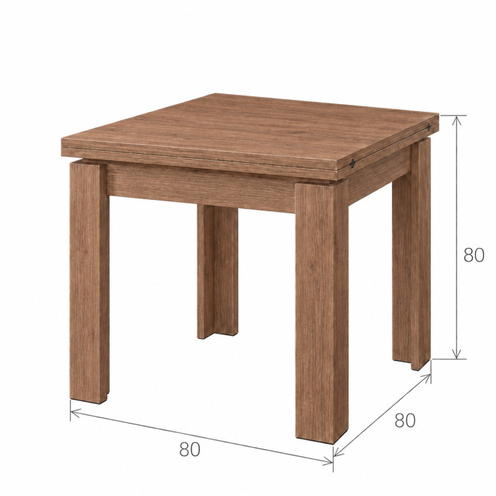 Tavolo RODI chiuso con piano quadrato effetto legno