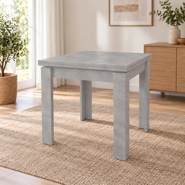 Tavolo Grigio Cemento ambientato in una sala da pranzo moderna