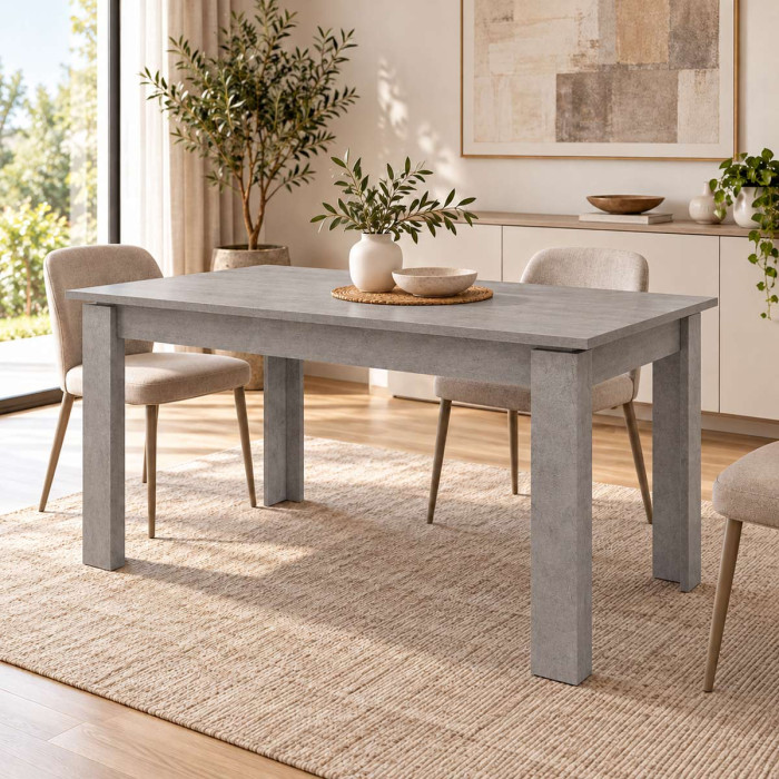 Tavolo Grigio Cemento ambientato in sala da pranzo moderna