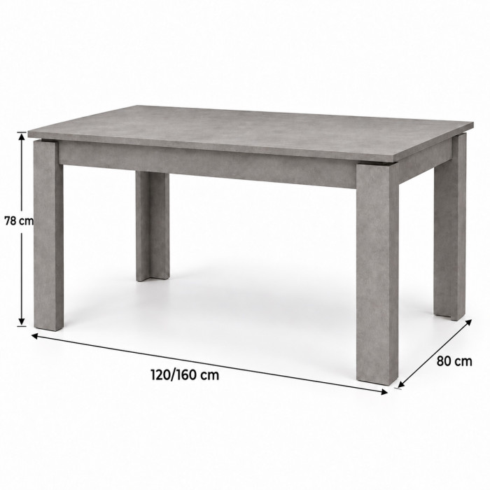Dimensioni del tavolo RODI chiuso e completamente allungato