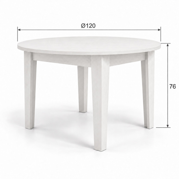 Dimensioni tavolo ARTUR chiuso Ø 120 e aperto 155 × 120 cm