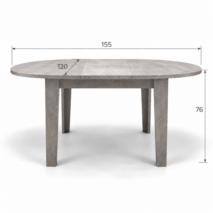 Dimensioni tavolo ARTUR chiuso Ø 120 e aperto 155 × 120 cm