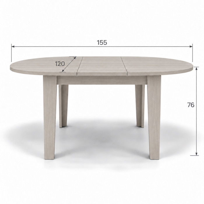 Dimensioni tavolo ARTUR chiuso Ø 120 e aperto 155 × 120 cm