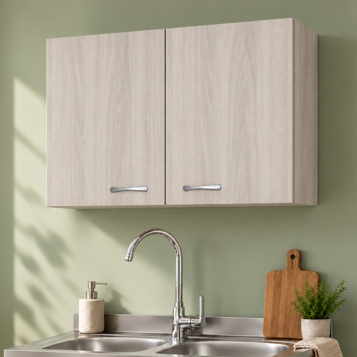 Pensile scolapiatti BASIC 80 cm effetto legno Olmo