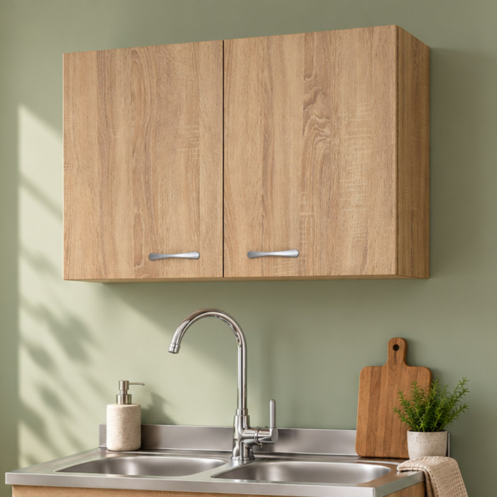 Pensile scolapiatti BASIC 80 cm effetto Rovere Well