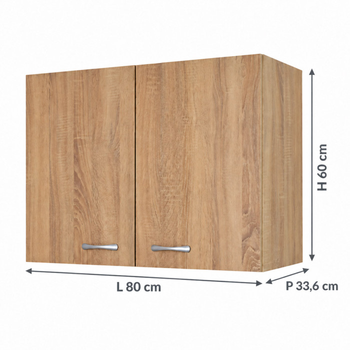 Mobile pensile BASIC rovere con maniglie grigie