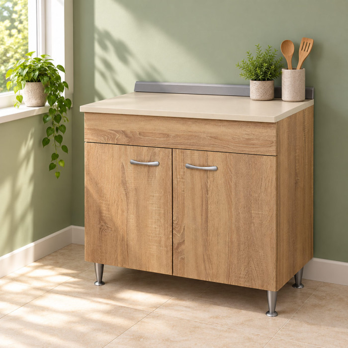Mobile base cucina BASIC 80 cm Rovere Well con top