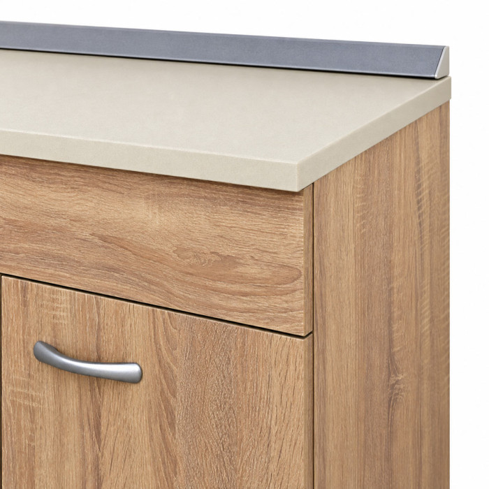 Mobile base cucina Rovere Well con maniglie grigie