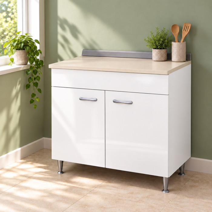 Mobile base cucina BASIC 80 cm bianco con top