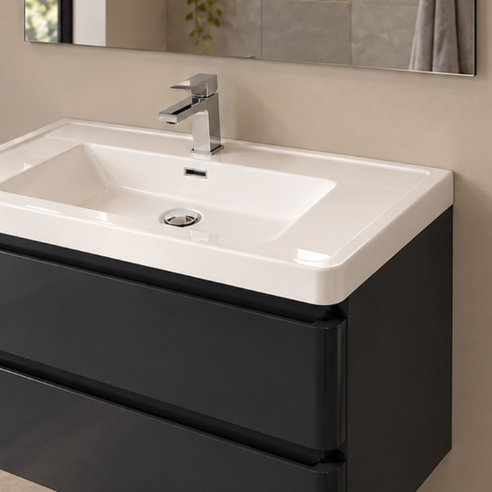 Lavabo in marmoresina con vasca integrata per mobile MEG