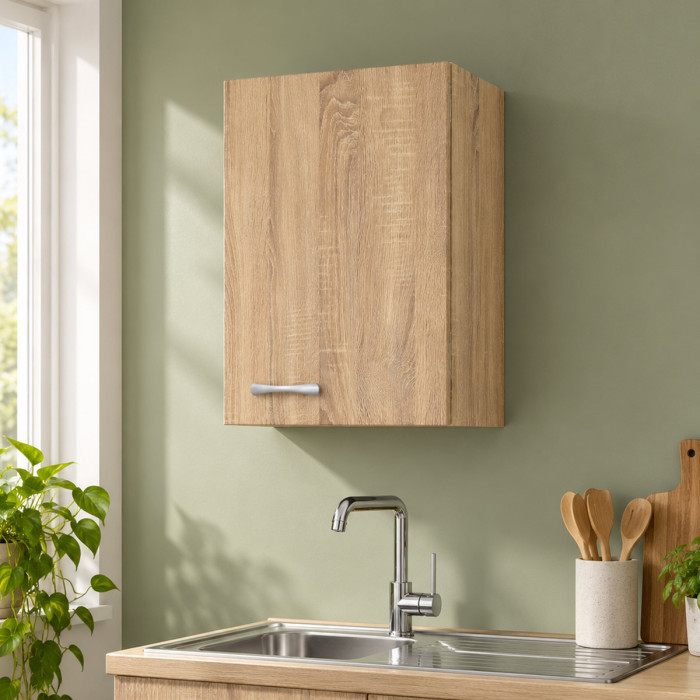 Pensile BASIC Rovere Well ambientato in cucina contemporanea