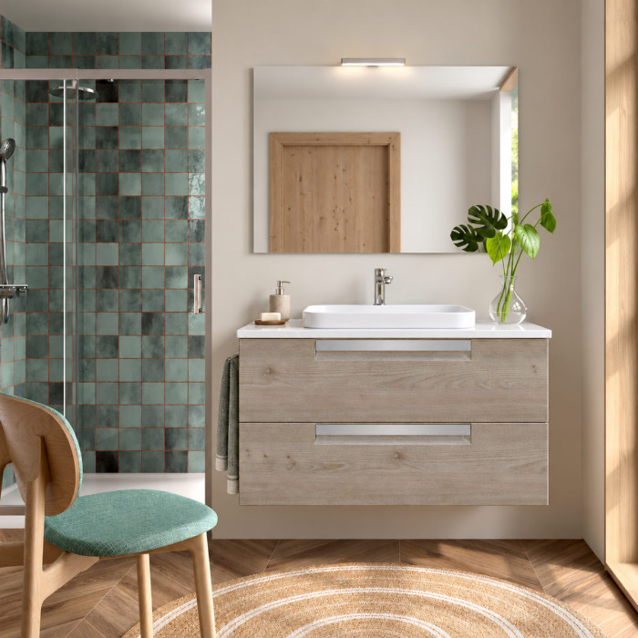 Mobile sospeso SEVEN 80 cm ambientato in bagno moderno