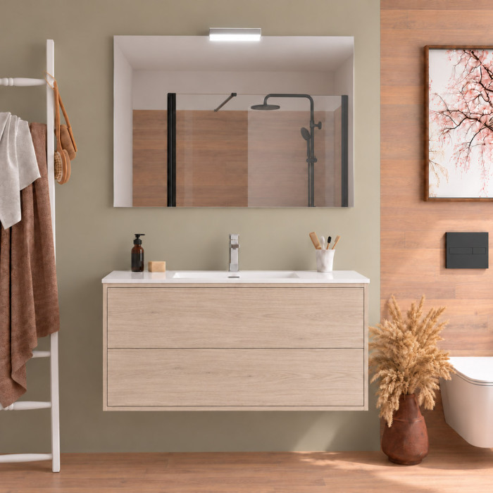 Mobile bagno completo PHIL 100 cm effetto legno naturale