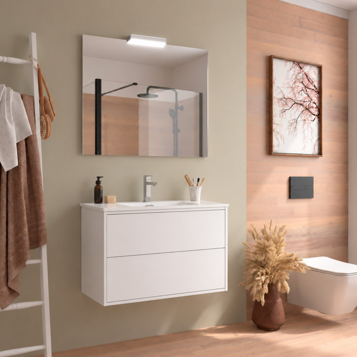Mobile PHIL bianco con specchio 80 × 60 cm e luce LED