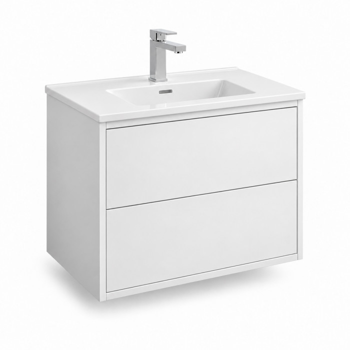 Dettaglio apertura push del mobile bagno PHIL bianco opaco
