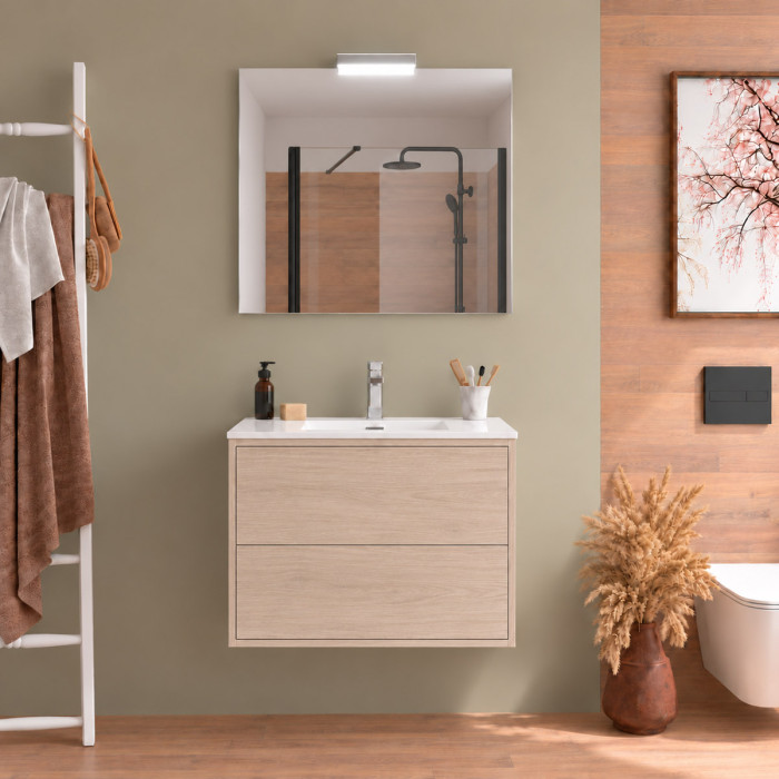 Mobile bagno completo PHIL 80 cm effetto legno naturale