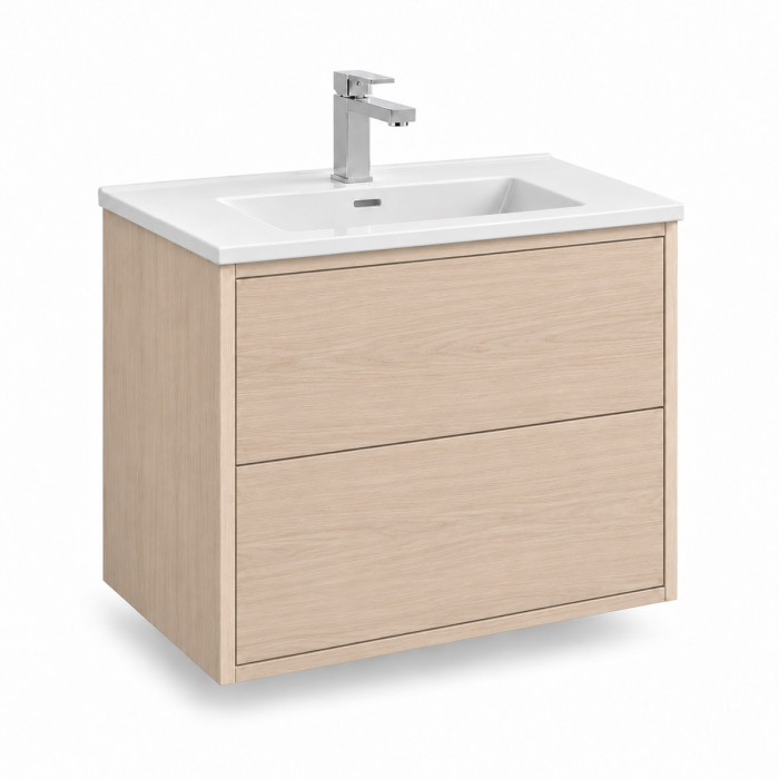 Mobile PHIL naturale con specchio 80 × 60 cm e luce LED