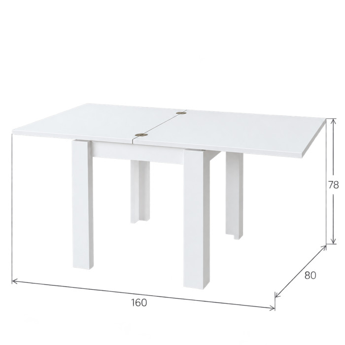 Tavolo quadrato allungabile 80 x 160 cm RODI Bianco Frassinato