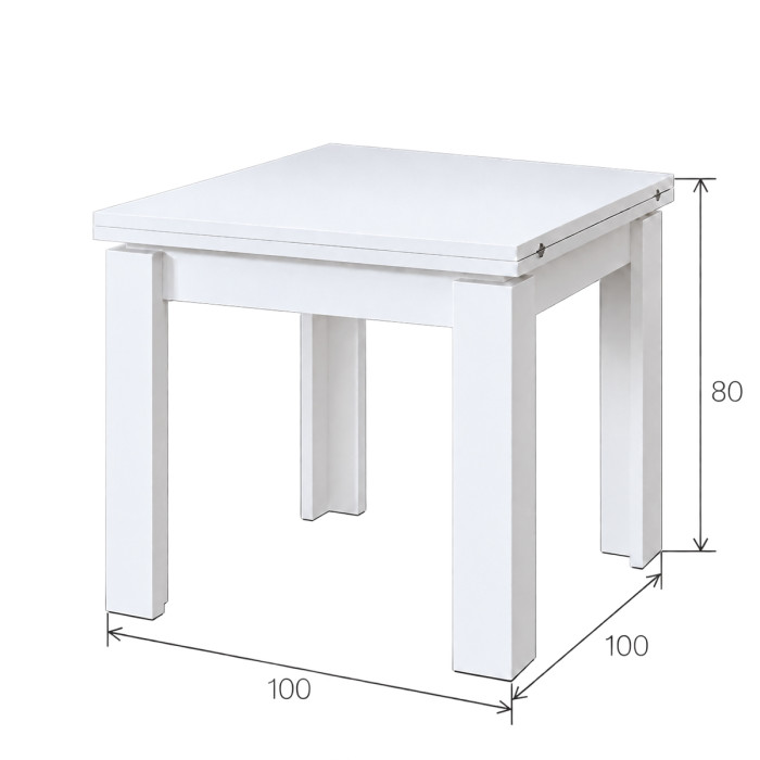 Tavolo salvaspazio Made in Italy con struttura bianca 90 x 90 cm