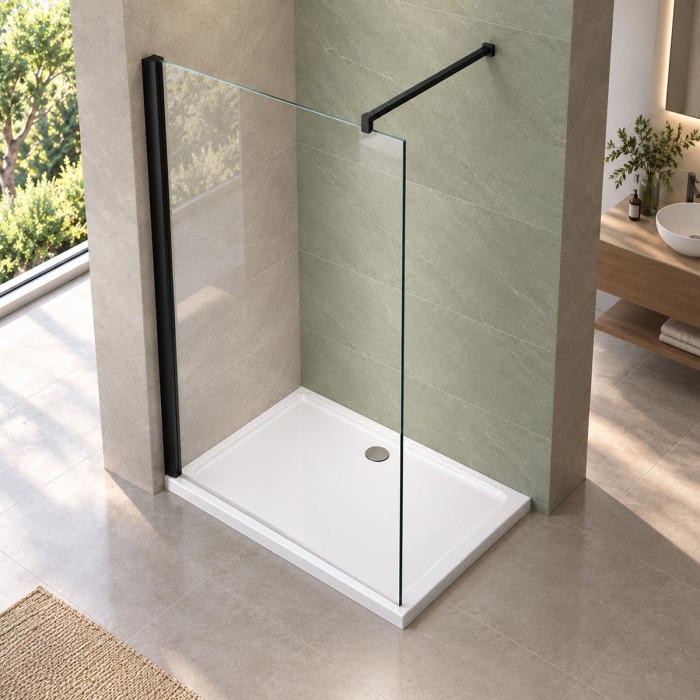 Parete doccia senza porta 118–120×H195 cm in vetro trasparente