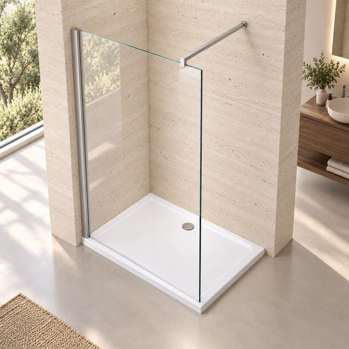 Parete Walk-In 138–140×H195 cm ambientata in un bagno moderno