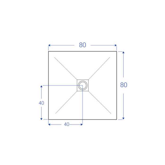 Piatto doccia HEAVY 80x80 cm antracite con copripiletta quadrata in acciaio inox
