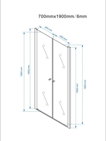 Porta doccia mod. Saloon in cristallo trasparente 6 mm